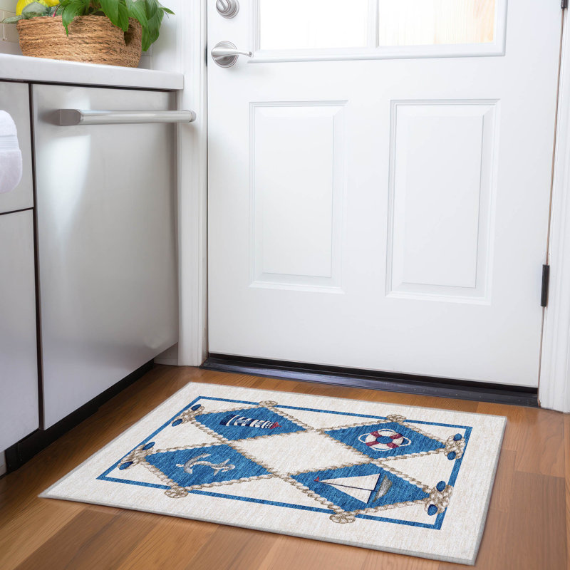 Premium Machine Washable Chikako AMF151 Ivory Rug, Rectangle 1'8" x 2'6"