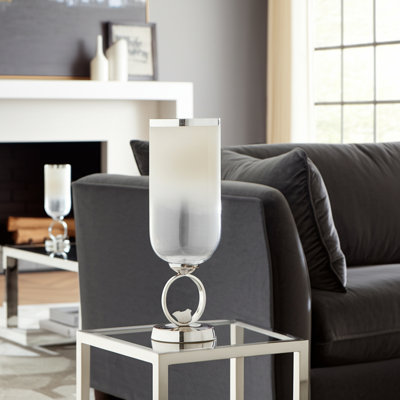 Vase décoratif en verre avec base en métal et en aluminium avec un design circulaire moderne