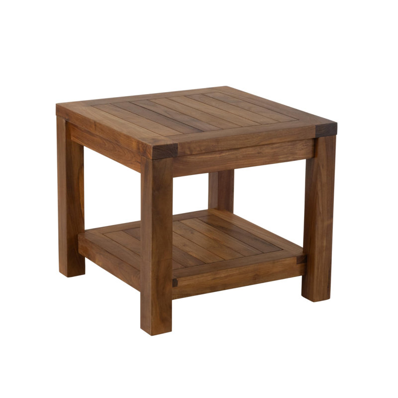 Table d'appoint en bois de teck avec rangement RRI Goods, H 16 po x l 18 po x P 18 po
