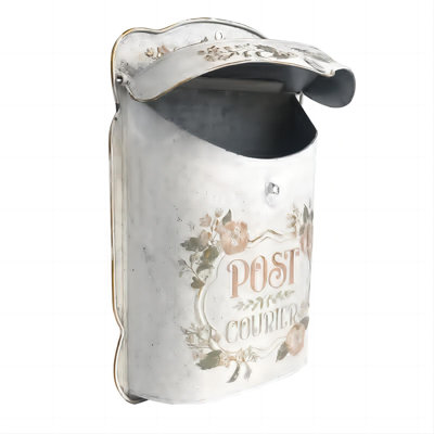 Wall Mount Mailbox For House Outside Vintage Metal Door Mailbox Antique Style Nostalgic Charm Home Decor Garden Vintage English Cottage Decor Flower Patter