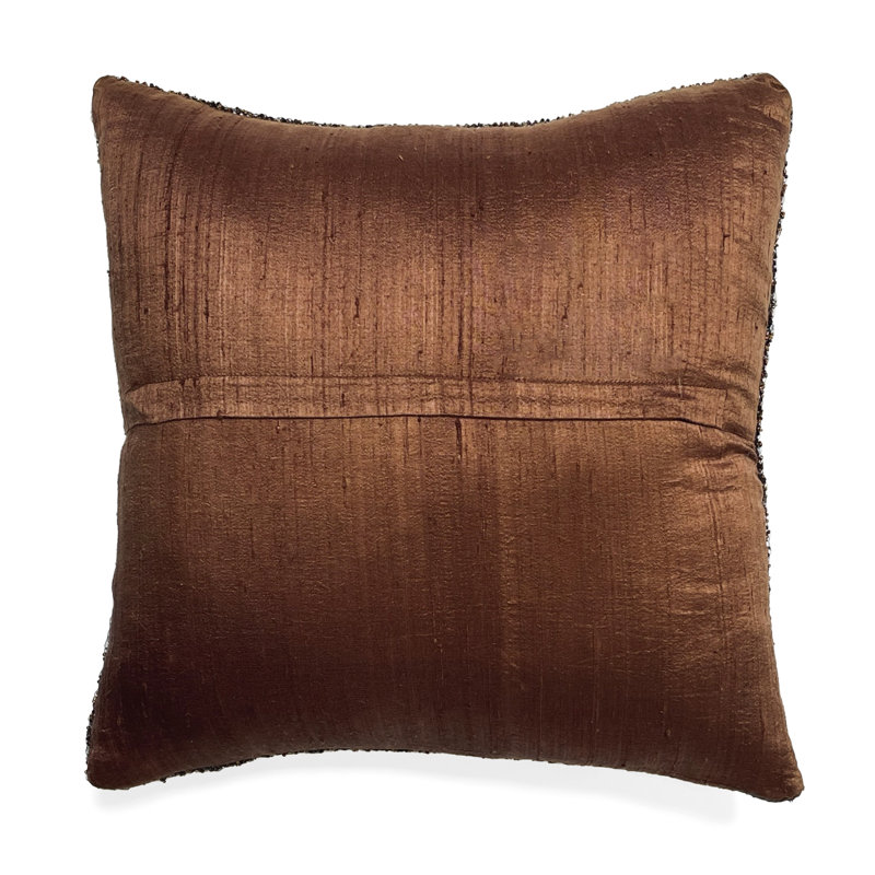 Heavy Beaded Pillow Stone Silk Throw Pillow, Chocolate/Brown