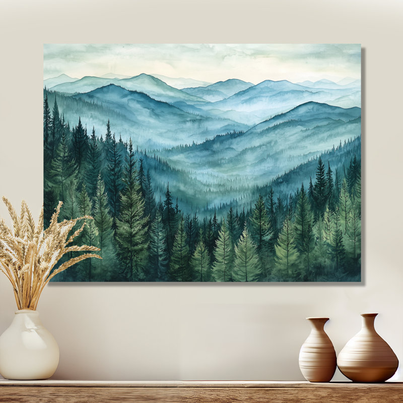 Woodland Peaks III - montagnes, art mural, H 24 po x l 32 po, Toile tendue, Ne s’applique pas