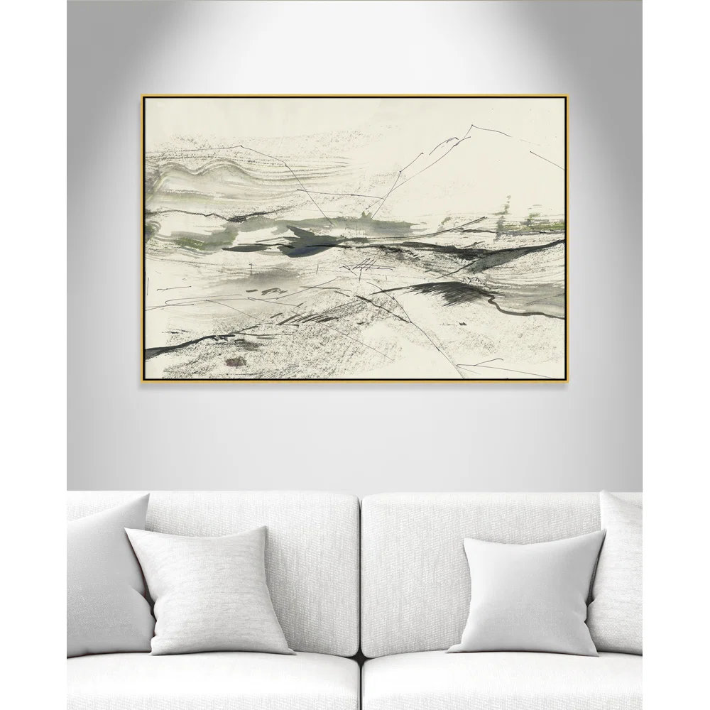 Green Sketches Print by PI Studio, 41.5" H x 61.5" W x 2" D, Gold Floater Framed, No Mat