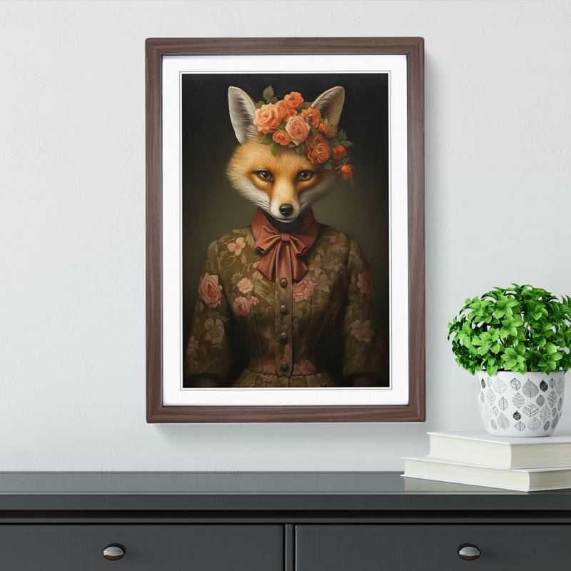 Fox Gothic - Framed Print, 46cm H x 34cm W x 2cm D, Walnut
