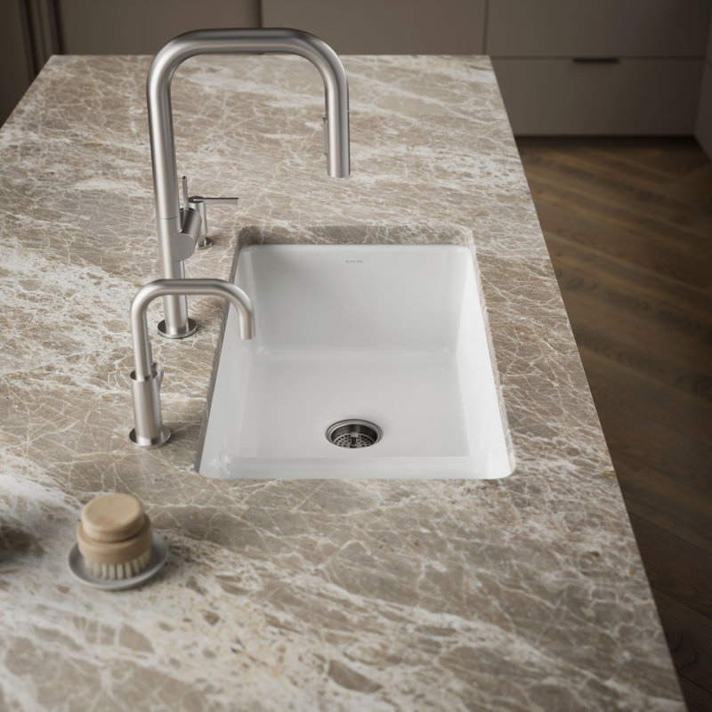 Iron Tones 33" L x 18.75" W Large/Medium Double-Bowl Kitchen Sink, White
