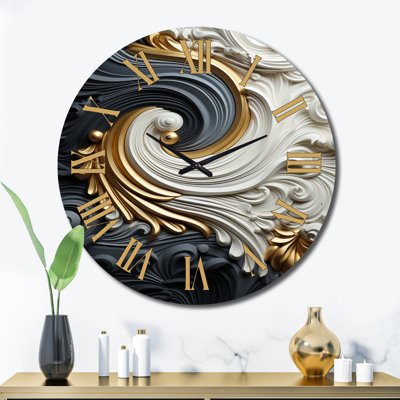 Horloge murale spirale liquide or blanc et or