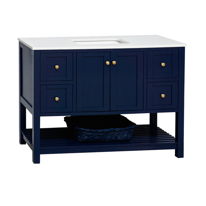 Ensemble de meuble-lavabo simple 48 po Binne, Bleu royal, Blanc d'ingénierie