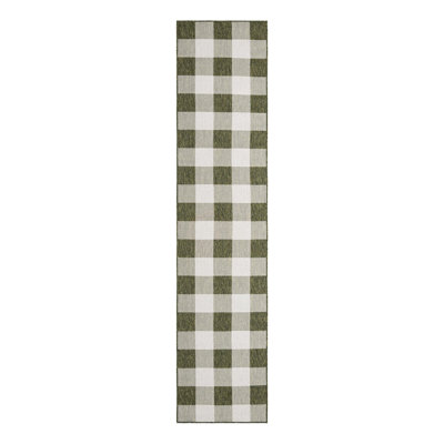 Tereon Checkered Machine Made Power Loom Polypropylene Plastic Indoor/Outdoor Area Rug in Green