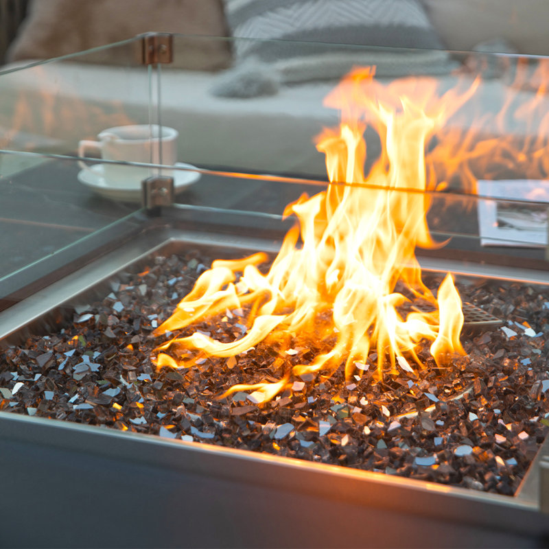 Black Marble Porcelain Square Gas Fire Pit Table