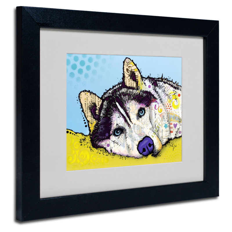 « sibérie husky ii », impression, H 11 po x l 14 po x P 0,5 po, Cadre noir, Blanc
