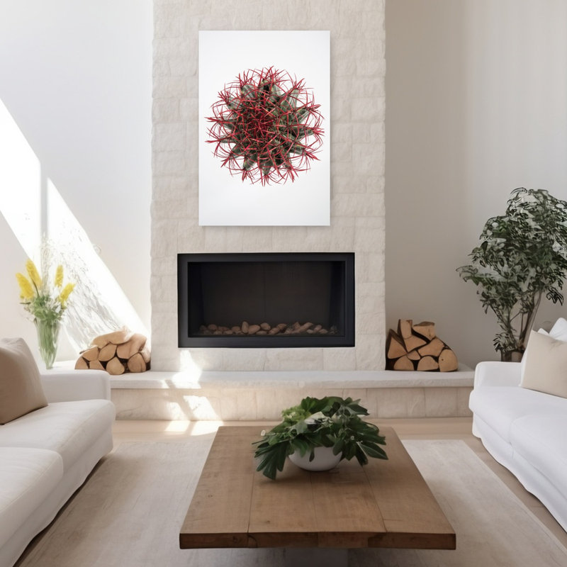 Art contemporain contemporain avec cactus, H 48 po x l 32 po