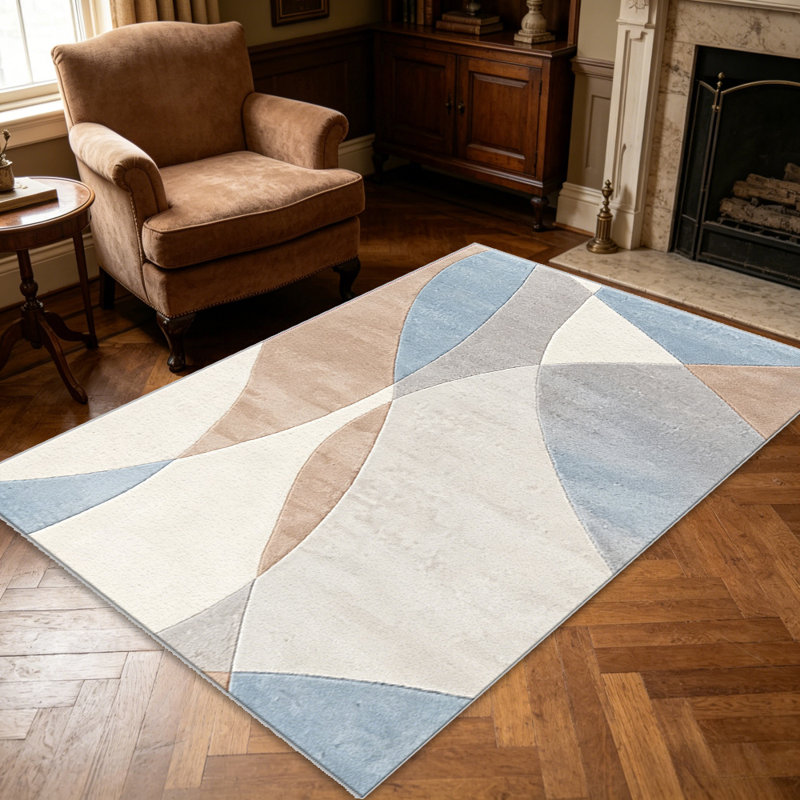 Sky Beige Wave carpet-easy to clean, machine-washable, soft and comfortable; suitable for door mats, kitchens, living rooms, bedrooms, corridors, and laundry areas. Easy to clean, durable carpet for home decoration.