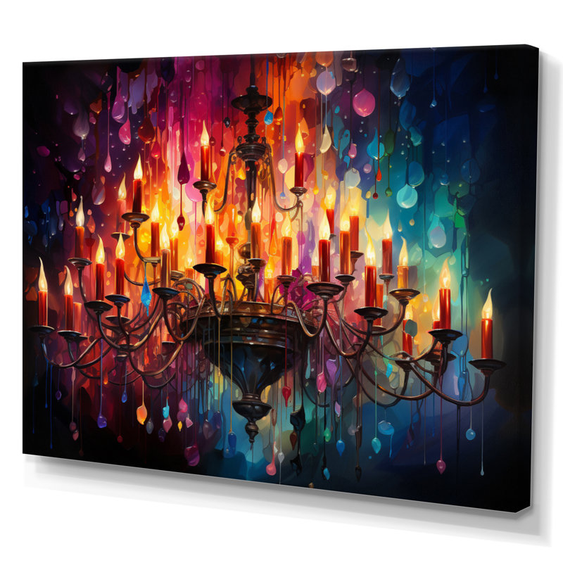 Lustre brillant pointillisme chromatique, H 24 po x l 32 po, Toile tendue