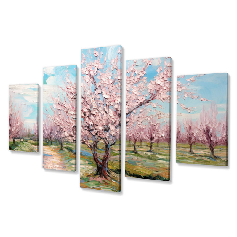 Vangogh Blooming Cherry Trees - Vangogh Canvas Art Print - 5 Panels