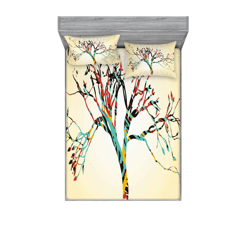 Microfiber Abstract Sheet Set, Queen Sheet Set with Fitted Sheet