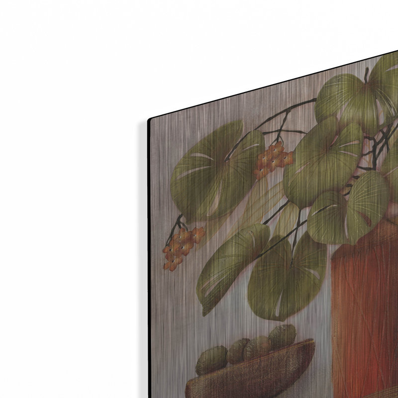 "Fruit de la passion et vase" par Margaret Hughlock, H 12 po x l 12 po
