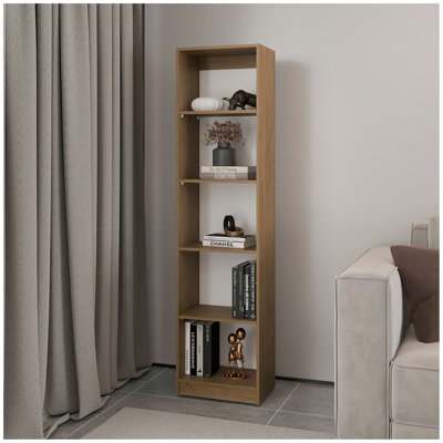 Verdi Bookcase Eco, 5 Shelves, Macadamia/White Manufactured Wood