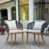 Coussin beige / structure en teck