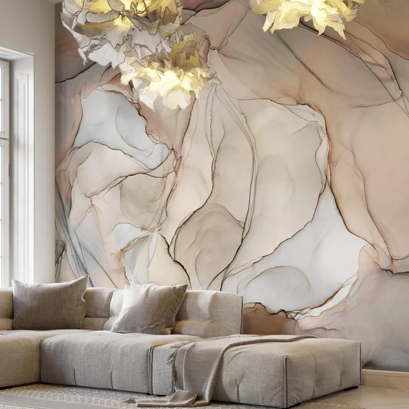 Murale beige neutre en pierre, L 160 po x l 108 po