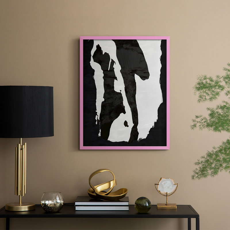Abstrait, encadré, prêt à accrocher, Rose, H 14 po x l 11 po