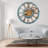 Wall Clock 36" Round Oversized for Living Room decor with Real Moving Gears America Collection-87147388