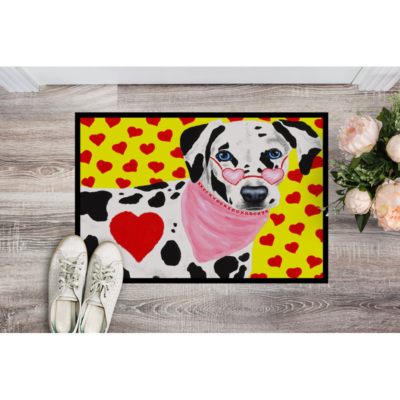 Tapis d'extérieur antidérapant Hearts and Dalmatian, Rectangle 1 pi 6 po x 2 pi 3 po