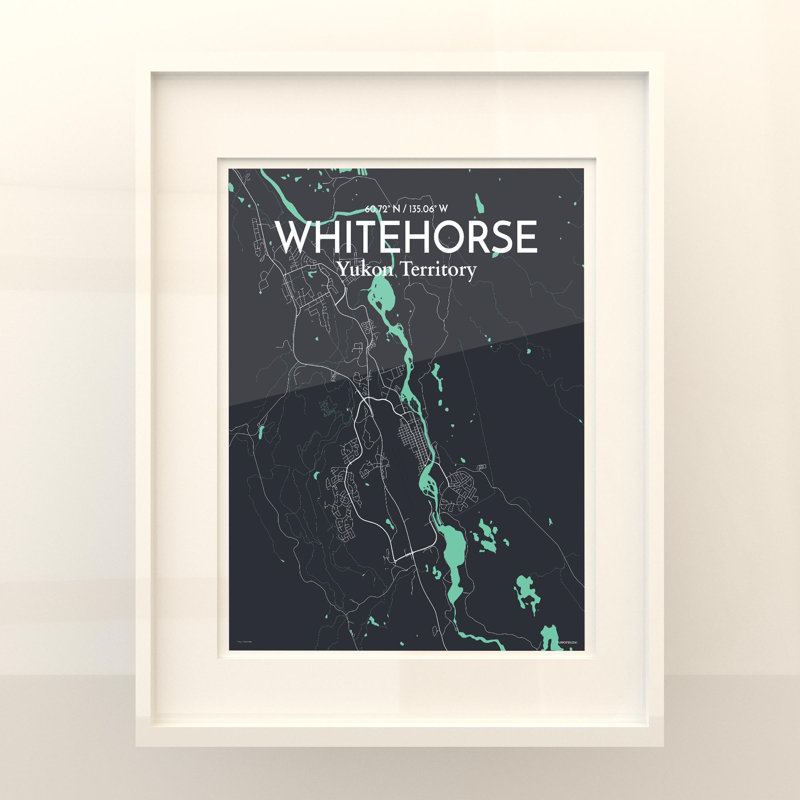 «Whitehorse City Map», impression, Vert/gris, H 20 po x l 16 po