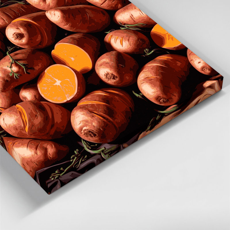 Art sur toile, légumes et patates douces noires, H 8 po x l 10 po