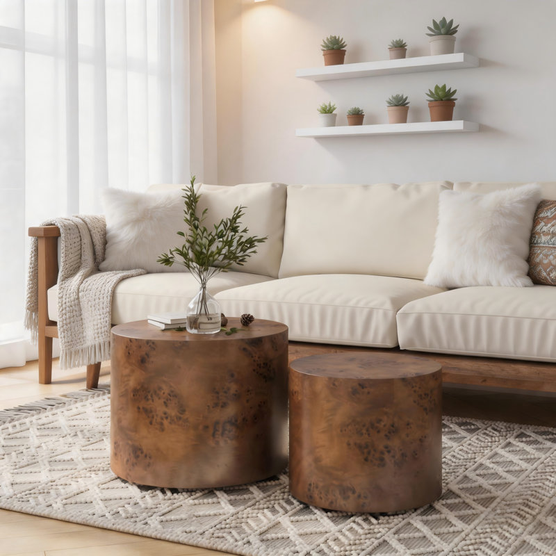 Ensemble de 2 tables basses Modern Burl