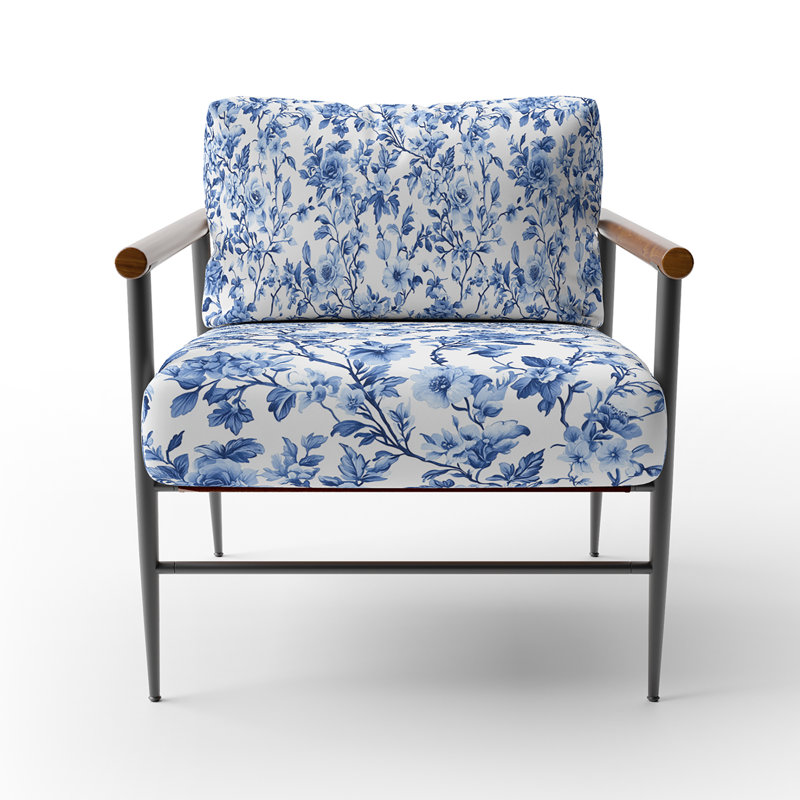 Chaise rembourrée French Country, Bras ronds bruns
