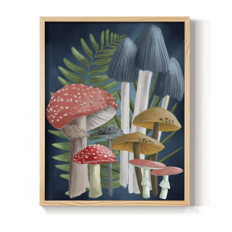 «Harvest Mushroom II», reproduction encadrée - bois massif, 30" H x 24" W, Naturel