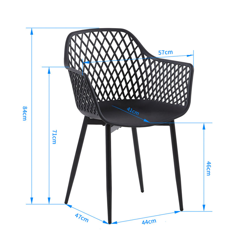 Ensemble de 4 chaises de cuisine modernes en plastique avec dossier creux (noir), 6
