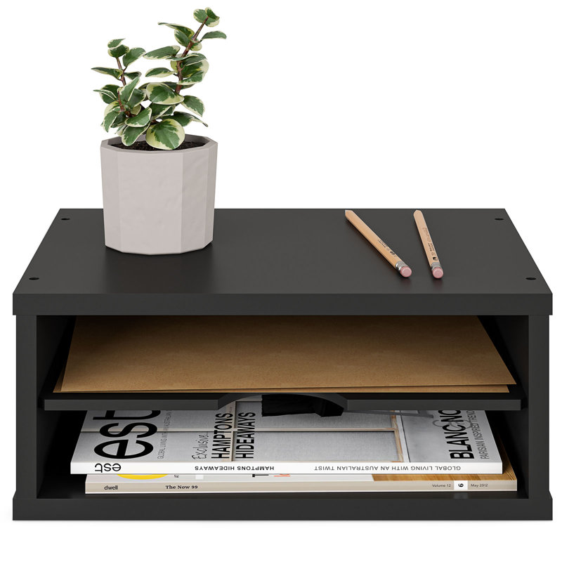 Logan Stackable 2-Tier Paper Organizer and Monitor Stand, Black