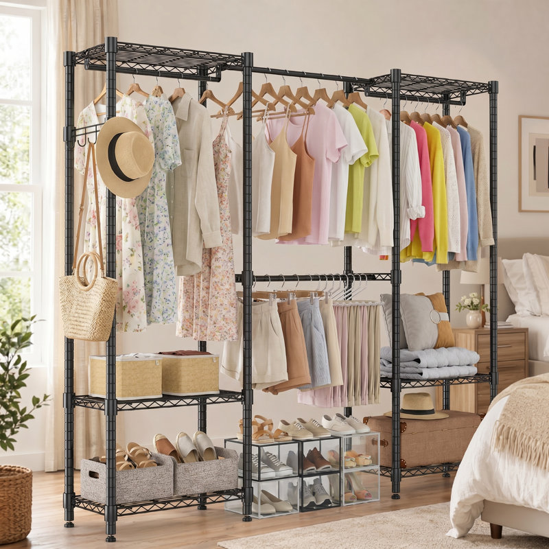 Fayette Metal Adjustable Clothing Rack, Black