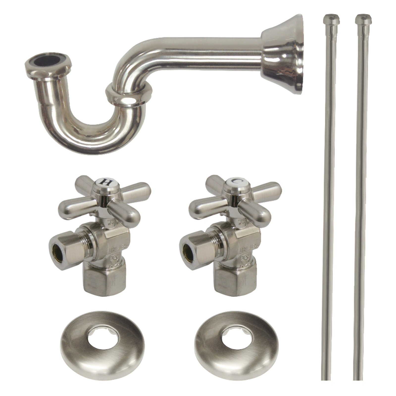 Kingston Brass Trimscape Traditional Plumbing Supply Kit Combo with P-Trap, Brushed Nickel