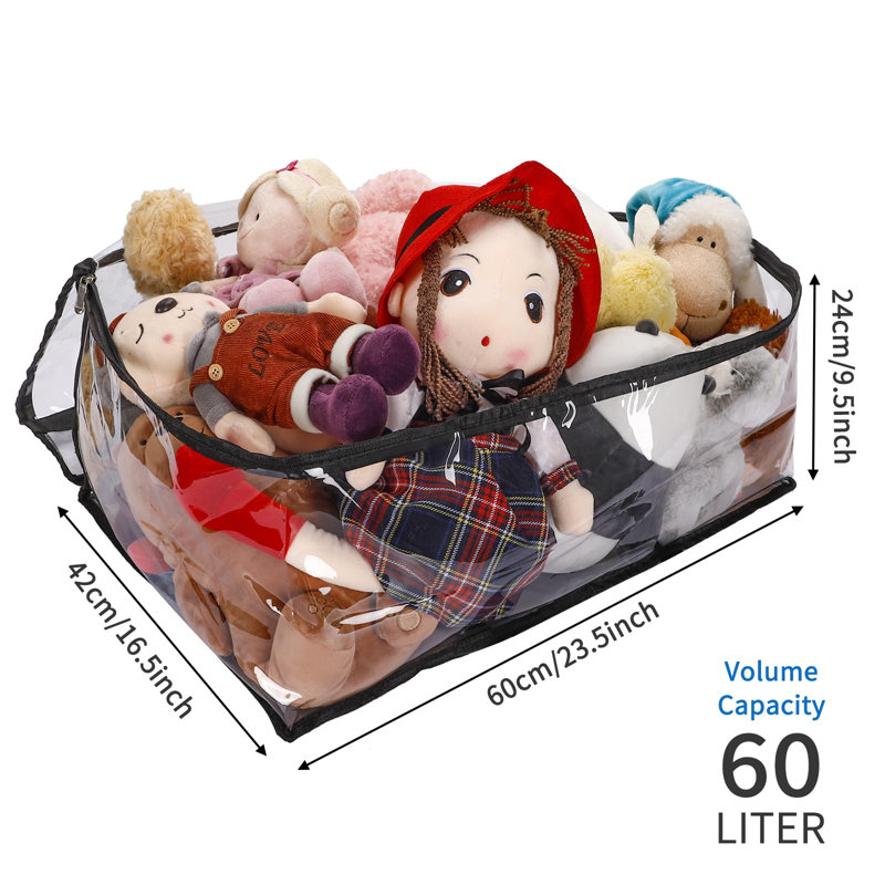 60L Clear Storage Bag, With Zipper And Reinforced Handle,(Clear/4 PCS)