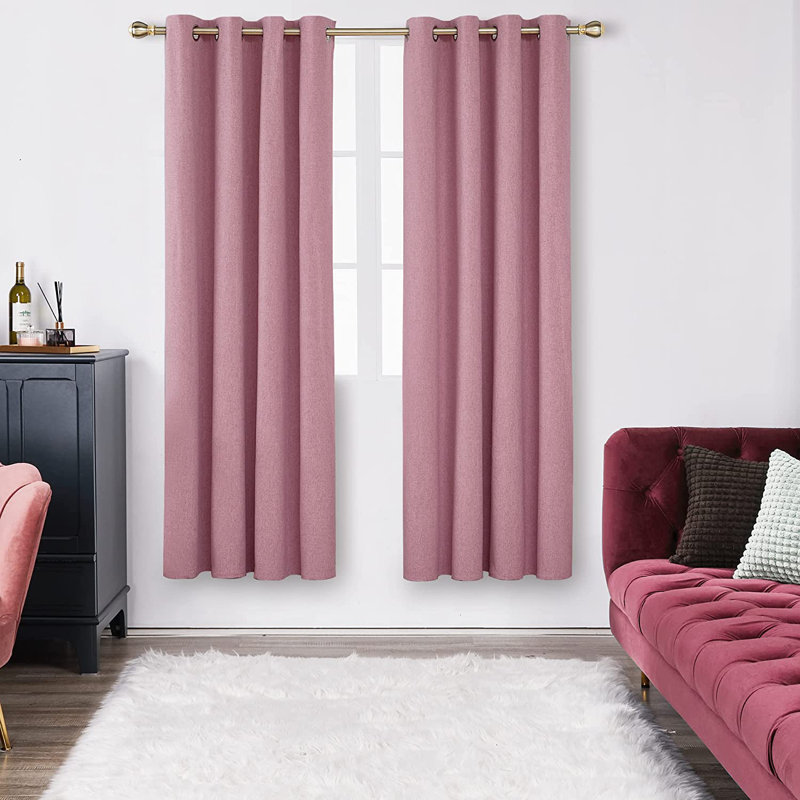 Alhamdi Blackout Curtain Pair, Pink, 132cm Width x 229cm Drop