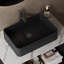 20'' Bathroom Sink, Rectangular Striped Vessel Ceramic Basin Without Faucet, NO Cabinet, Black-125438647