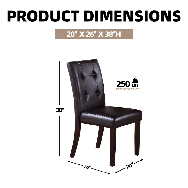 Chaise en bois d'hévéa classique avec coussin en cuir - assise robuste et confortable