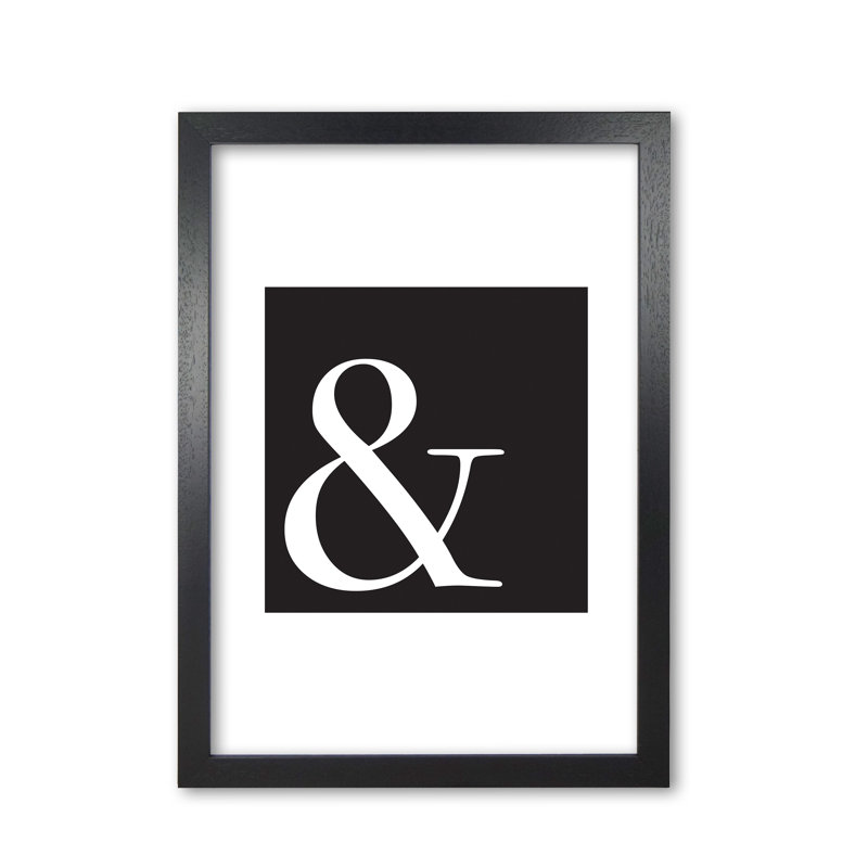 Ampersand Black 1 Piece Wall Art, 30 cm H x 21 cm W x 5 cm D, Black Grain Frame