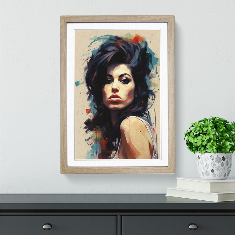 Amy Winehouse Classicism Art - Framed Print, Oak Framed, 64cm H x 46cm W, Oak