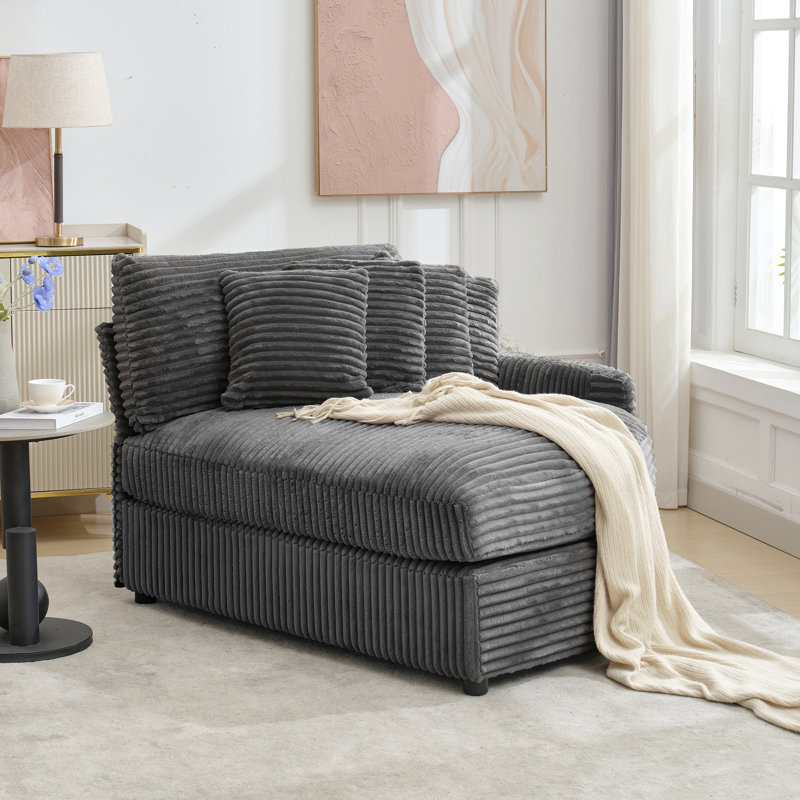 Chaise longue rembourrée avec coussin, Orienté à gauche (vu de face), Gris foncé