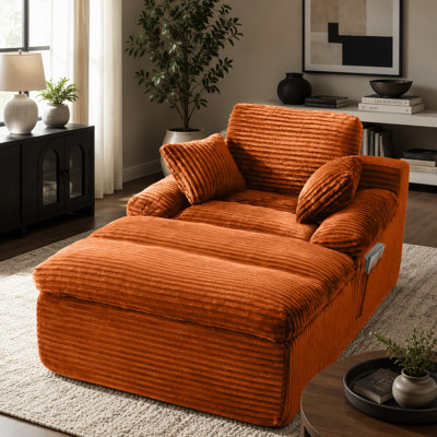 Chaise longue surdimensionnée désossée avec accoudoirs larges et coussin double couche