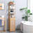 Kleankin Tall Bathroom Cabinet With Drawer And Slatted Shelves, Slim Bamboo Linen Tower With Louvered Door, Natural