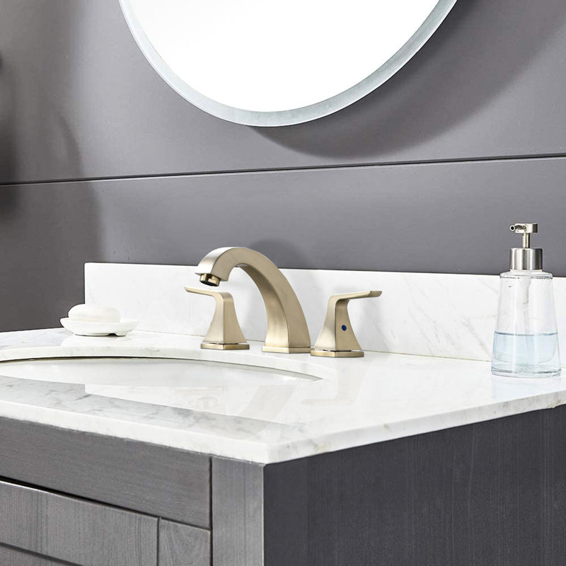 Robinet de salle de bain espacé 8 po, 2 poignées, doré brossé, avec bonde escamotable et aérateur inclus 2 matériaux inclus