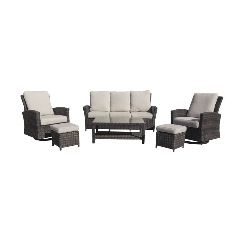 Linets 7 - Person Patio Conversation Set with Cushions