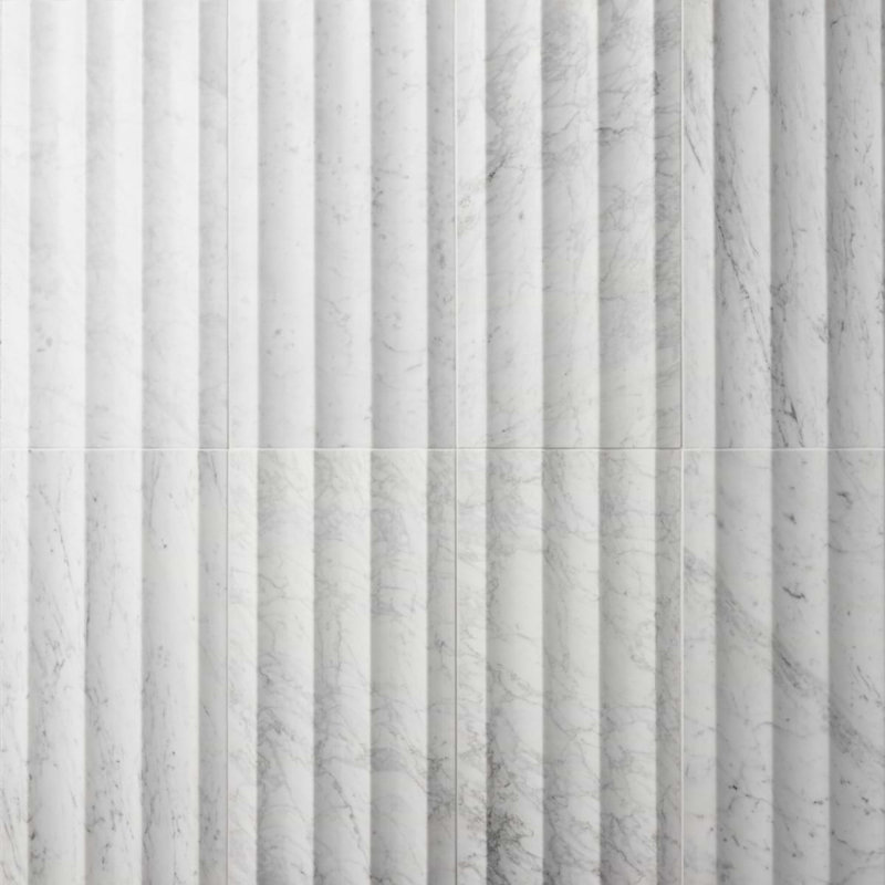 Stonework Carrara White 12x24 Marble Tile, Fluted 3D Honed