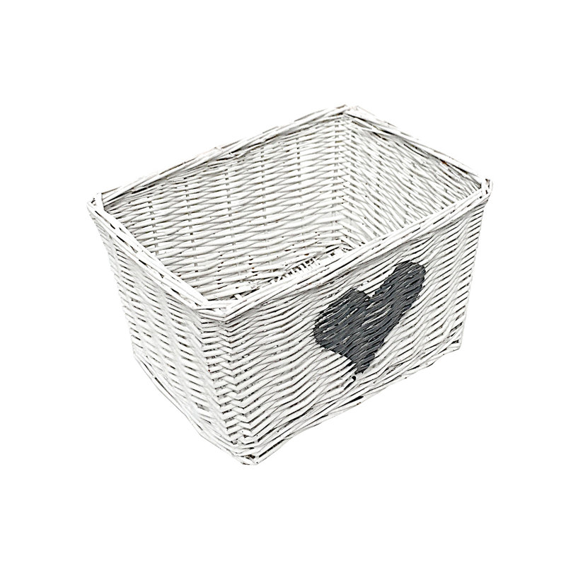 Brambly Cottage Wicker Decorative Basket, White, 14 x 25 x 14