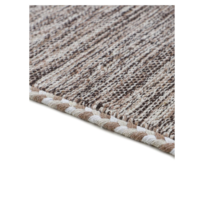 Azizi Striped Hand Woven Cotton Beige Rug, Runner 80 x 500cm