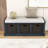 Rustic Storage Bench with 3 Rattan Baskets and Removable Cushion-1193220104